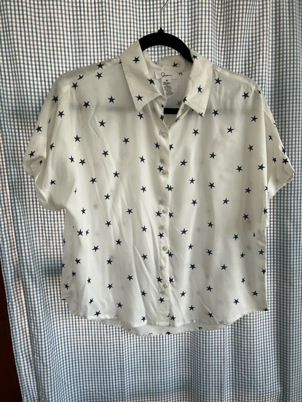 Japna White Blouse with Navy Star Print